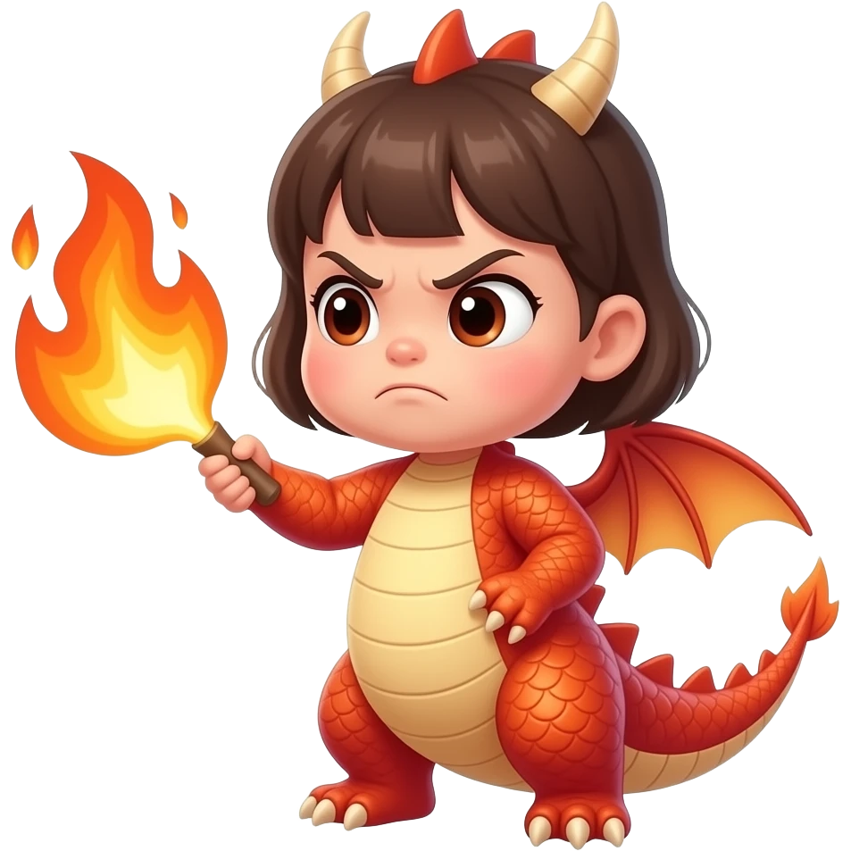 Cutest angry Baby girl dragon throwing fire emoji