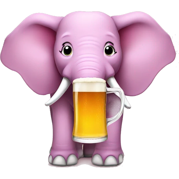 Pink elepant drinking a beer emoji
