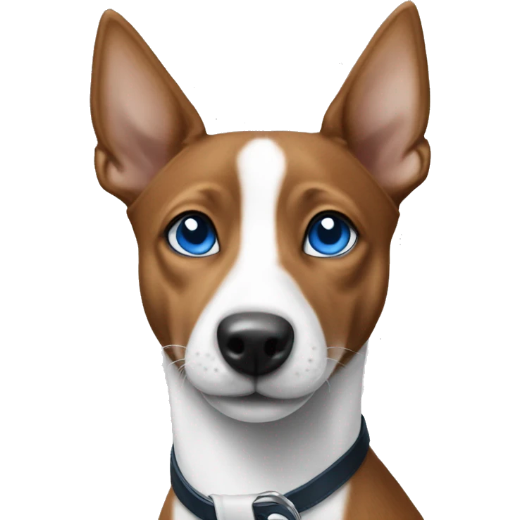 Black and white Basenji with blue eyes ￼ emoji