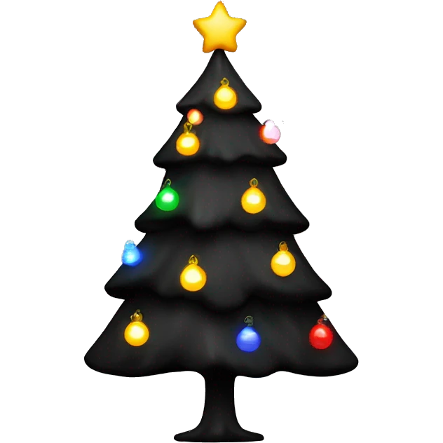 black christmas tree with lights emoji