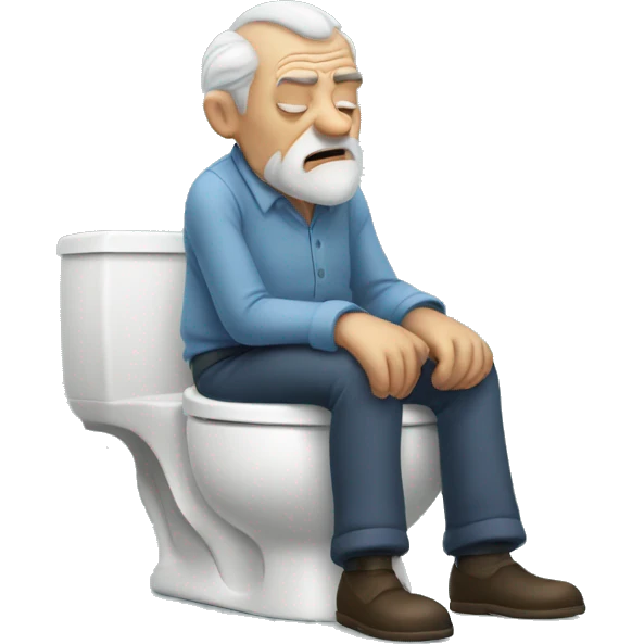 sleepy old man sitting on the toilet  emoji
