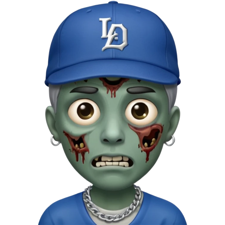 Zombie cerrando un ojo con gorra de los Dodgers y cadena de plata  emoji