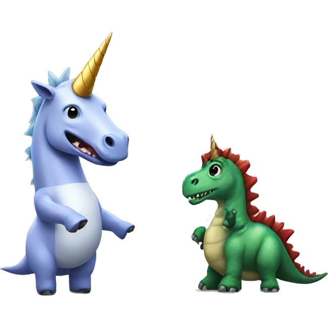 Unicorn and dinosaur playing uno  emoji