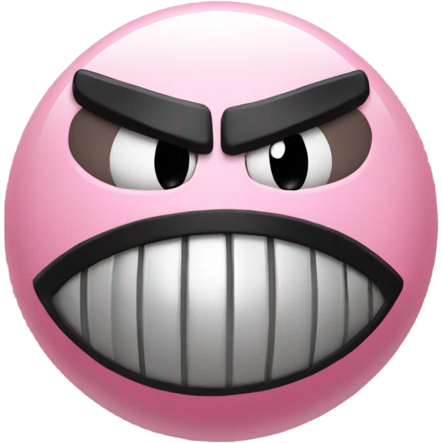 Metal Kirby ball with black mad eyebrows  emoji