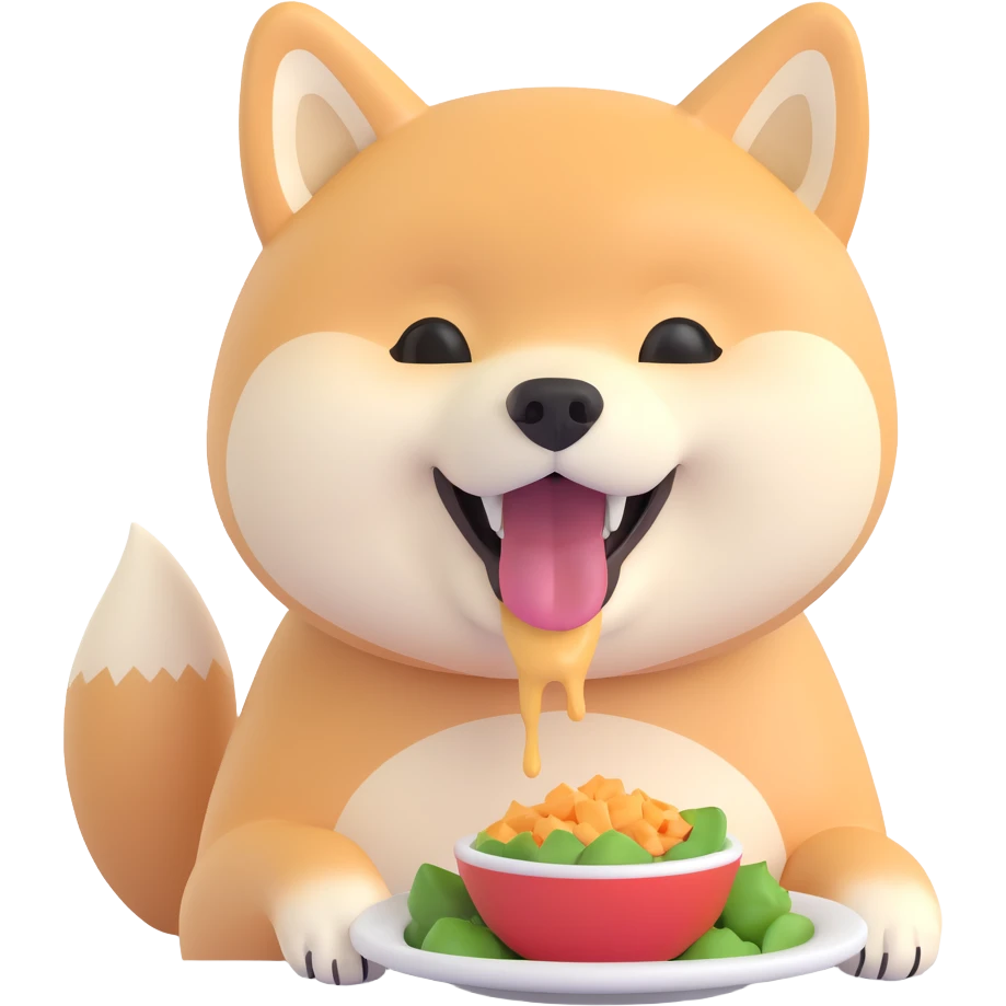 shiba inu, eating emoji