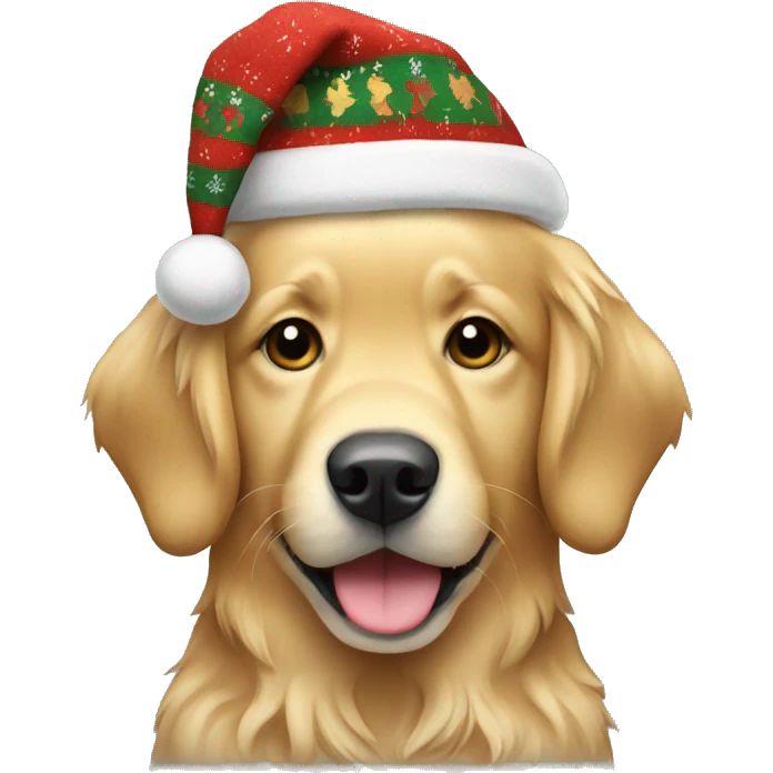 golden retriever wearing a christmas sweater emoji