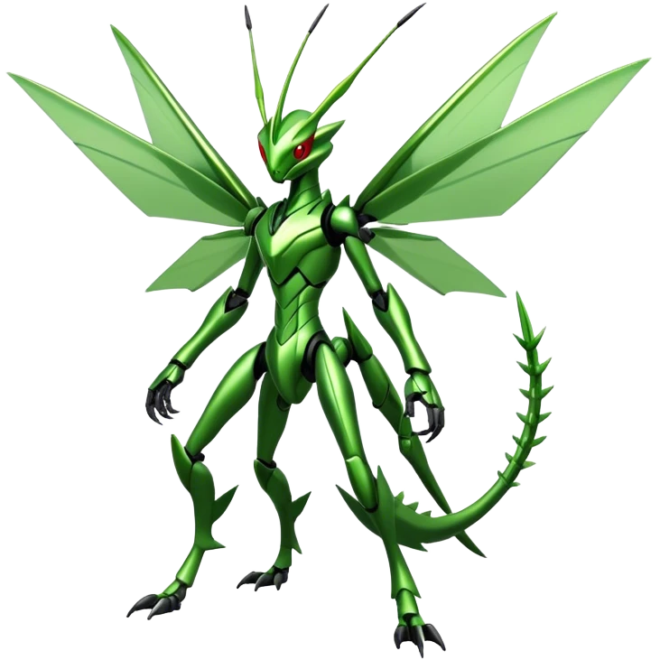  Cool Edgy Shiny Futuristic Ethereal Legendary Scizor-Scyther-Digimon-hybrid full body emoji