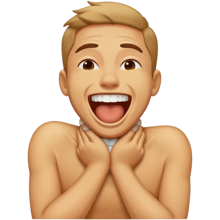 Person laughing while choking themself emoji