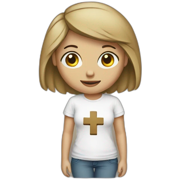 Woman with a cross t-shirt emoji