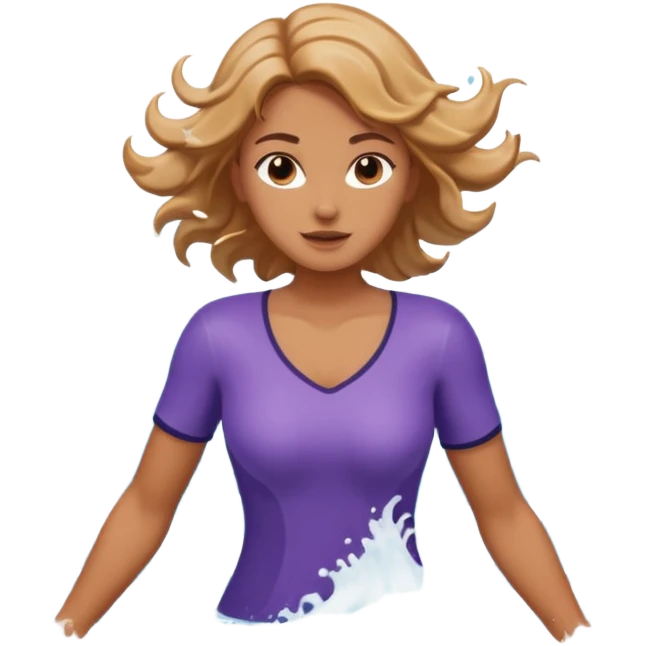 woman standing in ocean waves, water splashing around her, confident expression, dynamic sea motion, cinematic ocean vibe, 3D cartoon style, mobile game icon style, clean background, no text, no watermark
  emoji