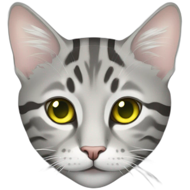 light gray tabby cat with white stripes domestic short hair with yellow green blue eyes and black pupil sleeping emoji