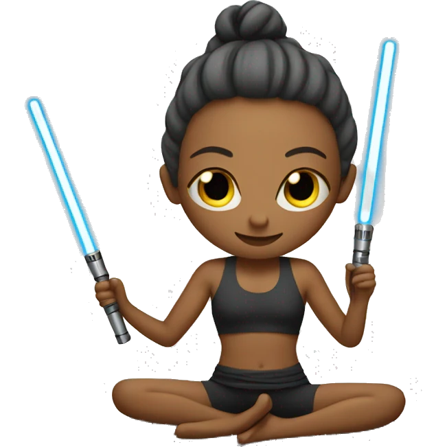 Yoga with two lightsabres emoji