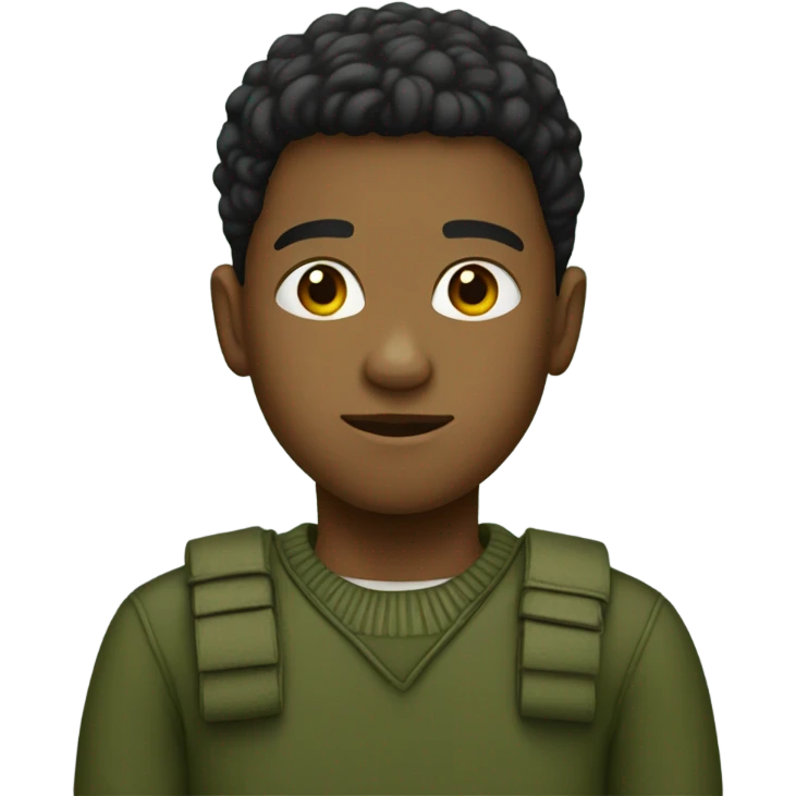 boy wear a crewneck green army  emoji