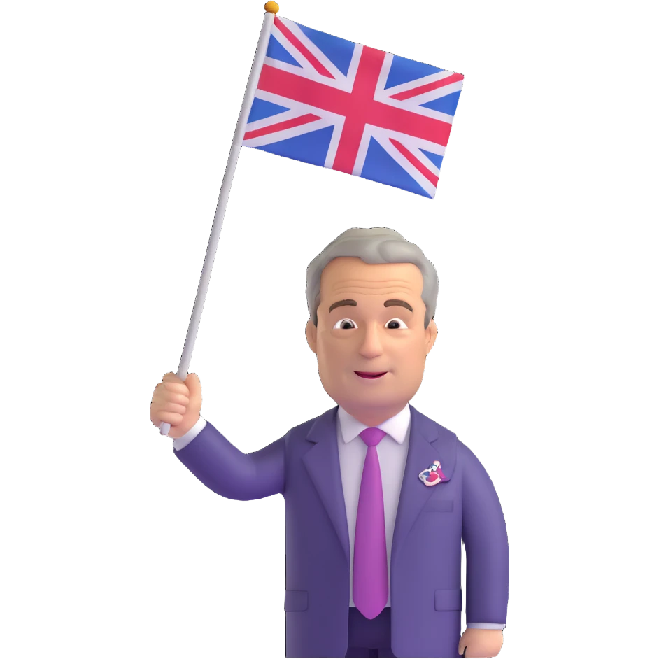 Nigel Farage waving a flag emoji