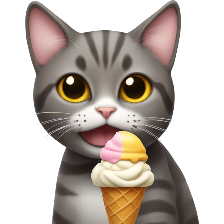 Cat with an ice cream emoji