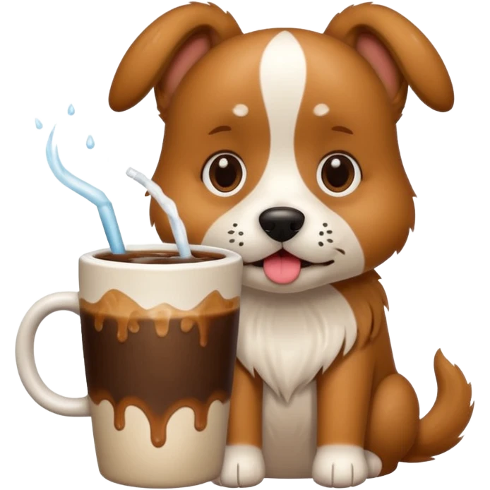 dog drinking cold coffee emoji