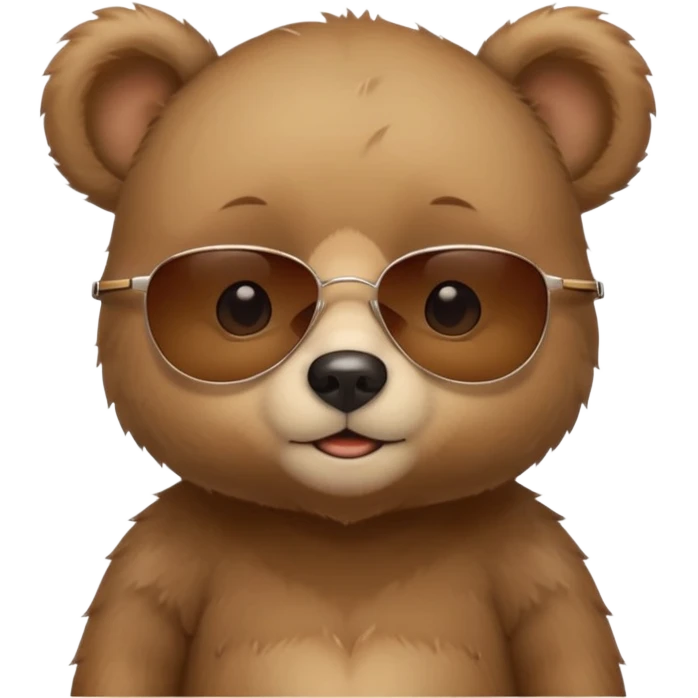The face of a cute baby bear with sunglasses (thin cheeks, not much hair) emoji
