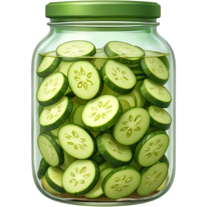 glass jar with sliced pickles in brine emoji