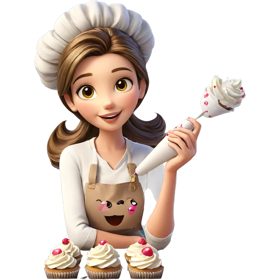 smiling girl with cupcakes emoji
