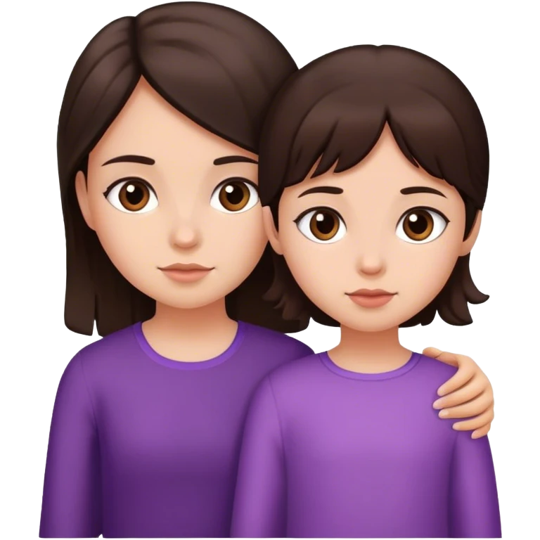Big sister and little sister with dark brown hair emoji