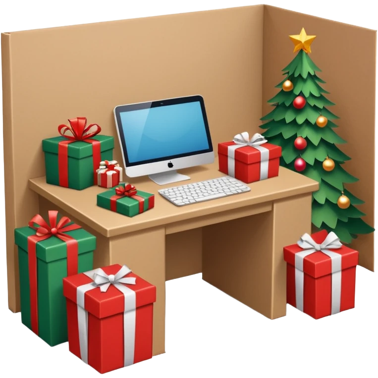 create a realistic christmas packaging working station emoji
