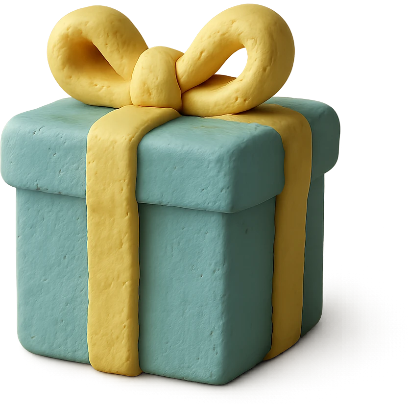 claymation style 3D gift box with pastel colors emoji
