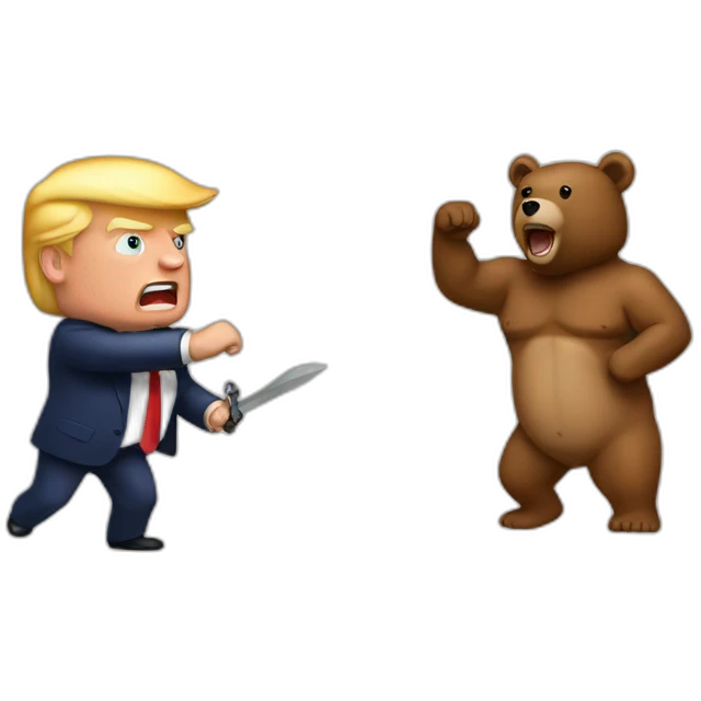 donald trump fighting naked with the bear emoji