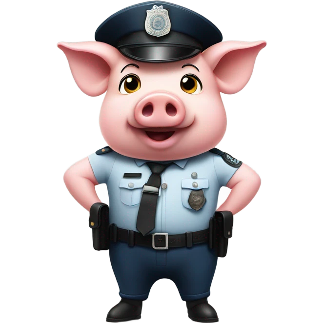 Pig in police hat holding up a middle finger emoji
