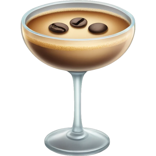 Cute espresso martini in oval vintage glass with coffee beans on top emoji