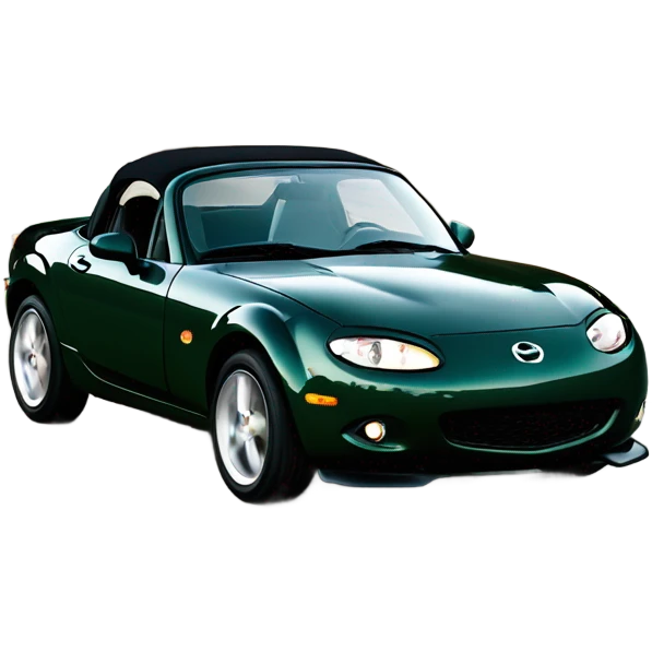 British racing green 2007 Mazda Miata angle view from front  emoji