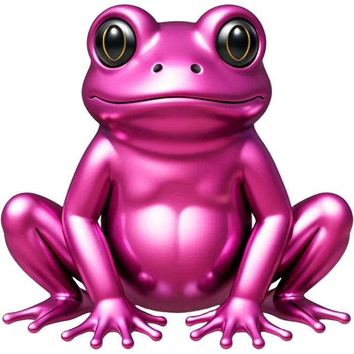   jeff koons style metallic pink frog sculpture  emoji