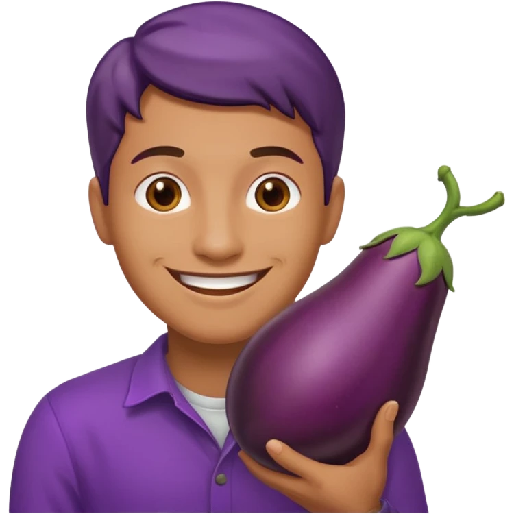 Man and eggplant emoji