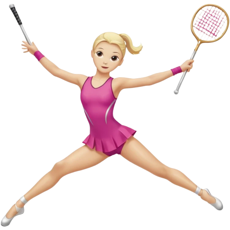 blonde rhythmic gymnast with clubs, mid-spin emoji