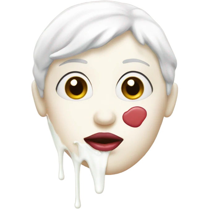 Lipstick Face covered in milk liquid emoji
