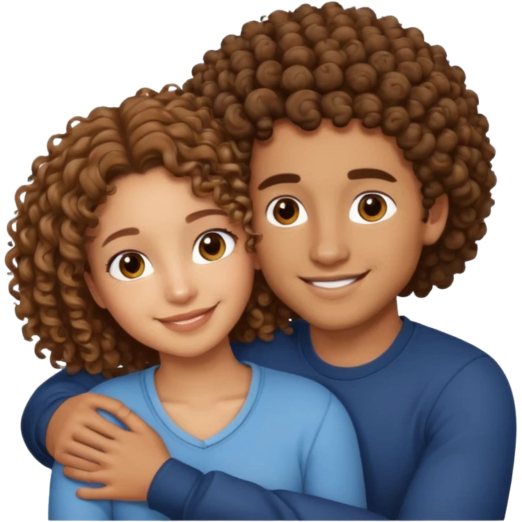 cuddling couple lightskinned male, brownskin girl with curly hair emoji