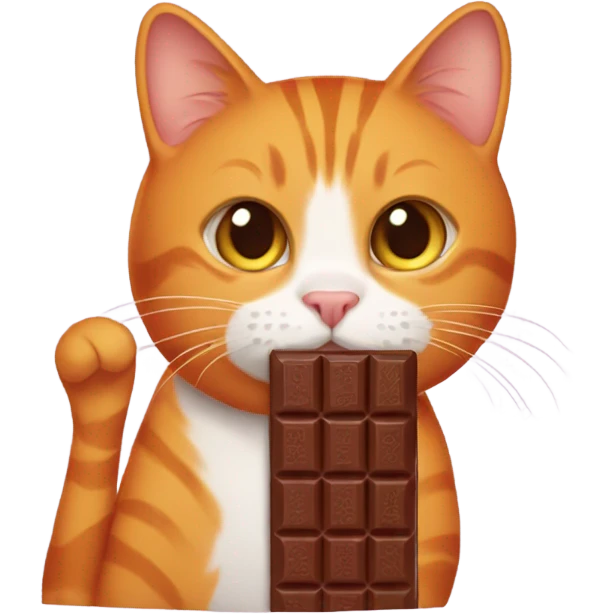 Orange cat with chocolate bar emoji