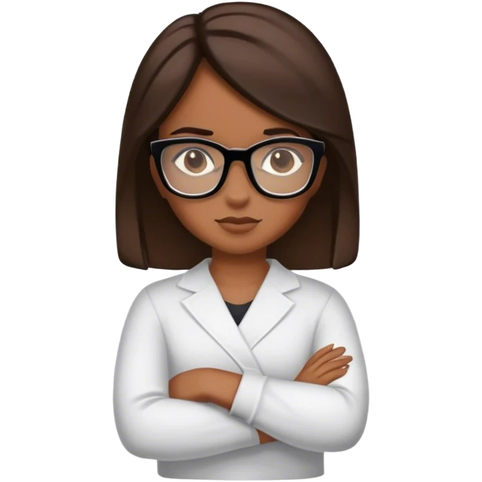 Girl with black glasses brown hair and crossing arms emoji