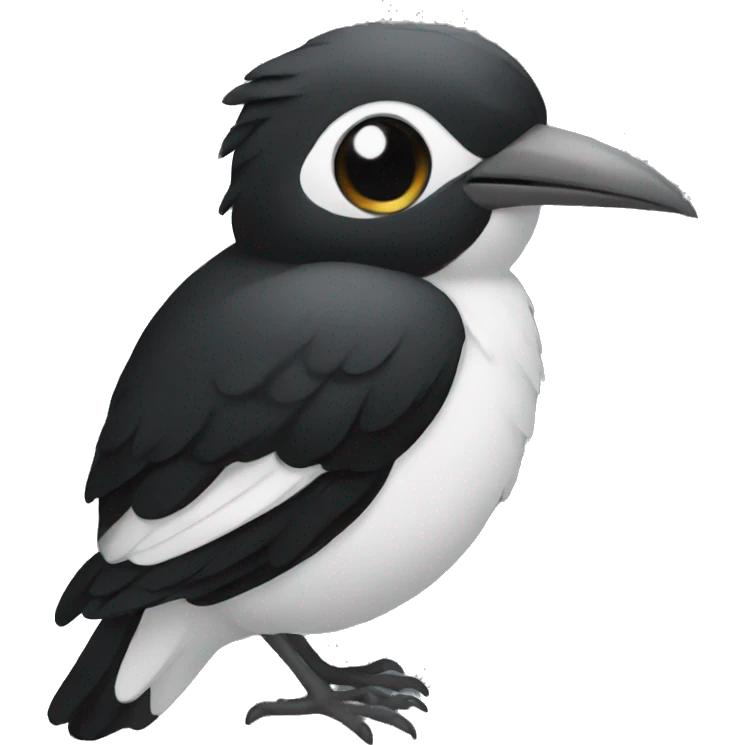 bird black with white belly emoji