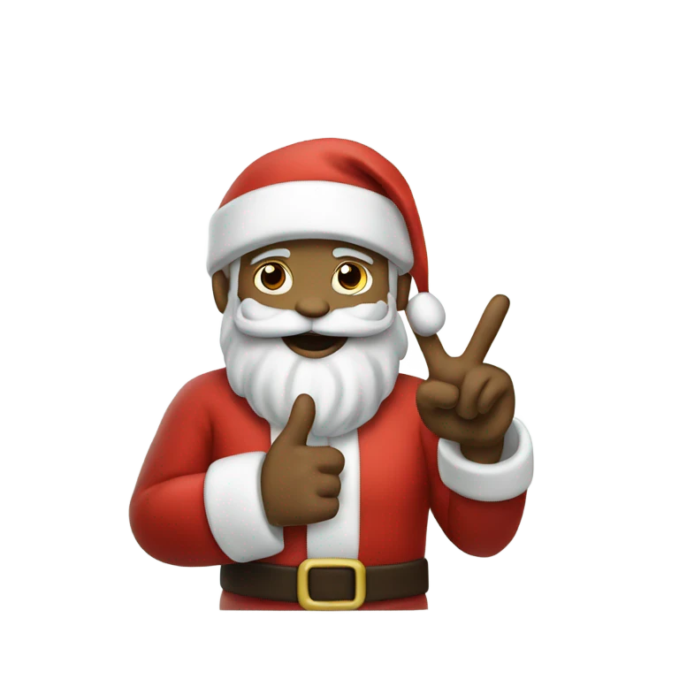Santa doing a peace sign emoji