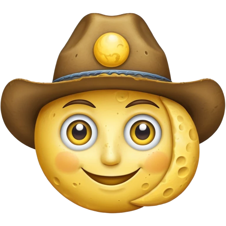 Moon with eyes and cowboy hat  emoji