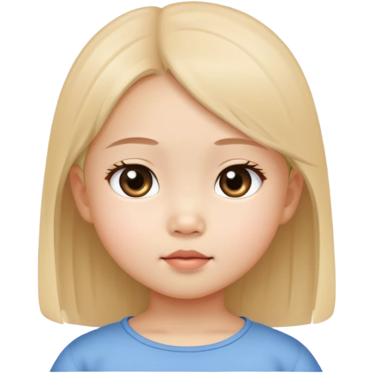 toddler girl face, Asian eyes, light skin, straight hair, no neck emoji