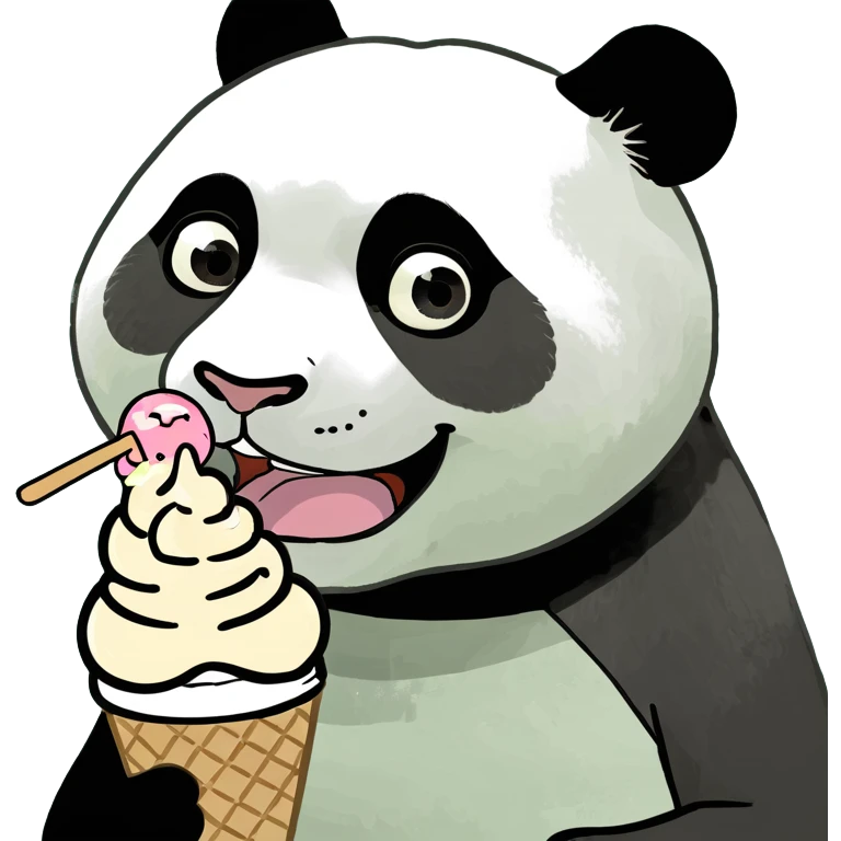 Panda eating ice cream emoji