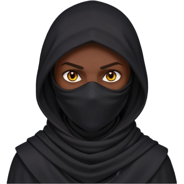 desert assassin portrait, head and shoulders only, dark hood, face scarf, mysterious glowing eyes, stealth vibe, 3D cartoon, mobile game icon style, clean background, no text, no watermark
 emoji