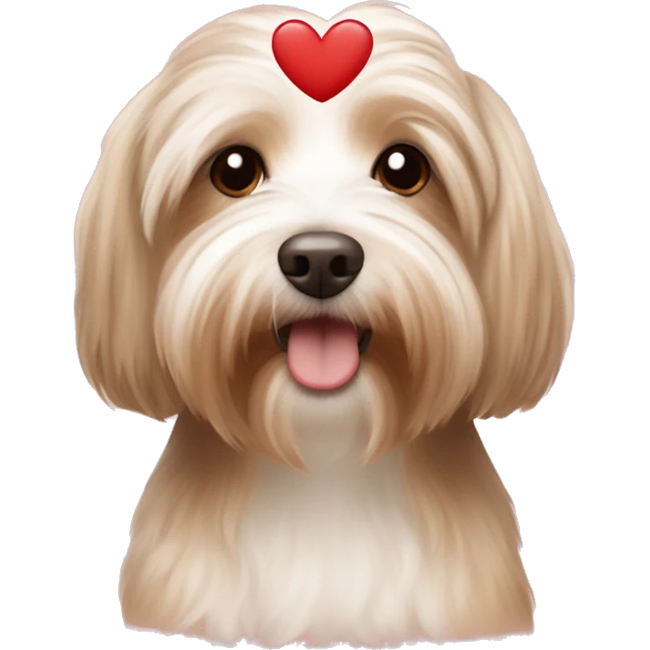Light Brown havanese with hearts around her Head  emoji