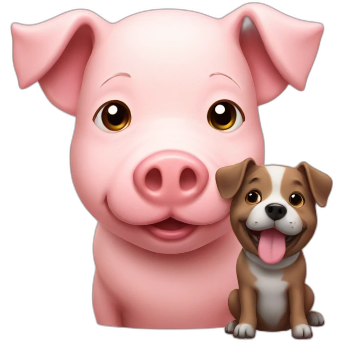 pig with dog on emoji