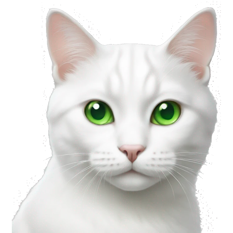 A white cat with green eyes emoji