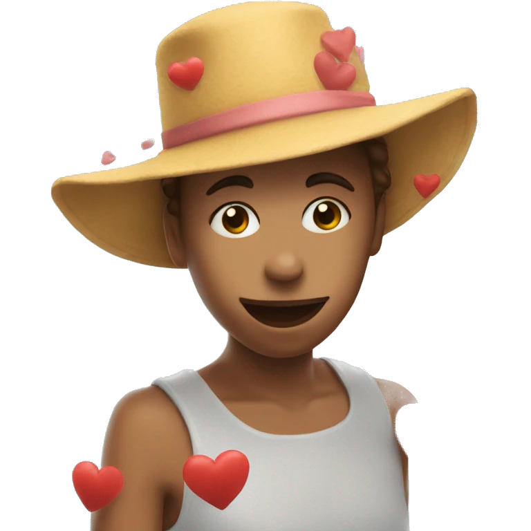 Kissy face with hearts flying around and a hat emoji