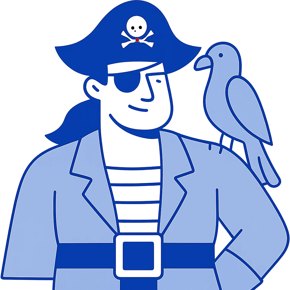 pirate with eye patch and parrot emoji