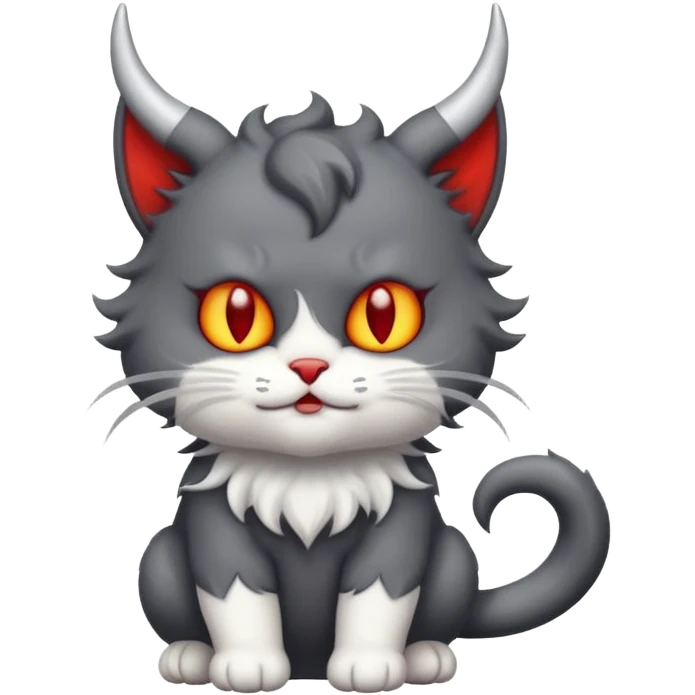 dark grey and white baby devil cat emoji