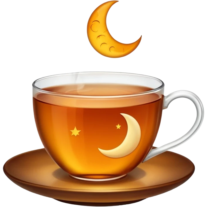 A cup of tea with a moon in the tea emoji